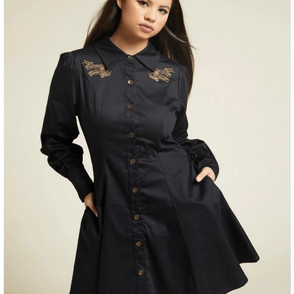 Harry Potter Black Buttoned A-Line Dress
